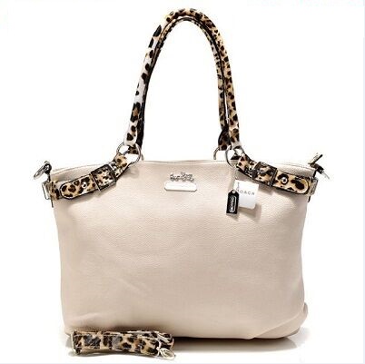 Coach Madison Leopard Large White Satchels ACP | Women - Click Image to Close